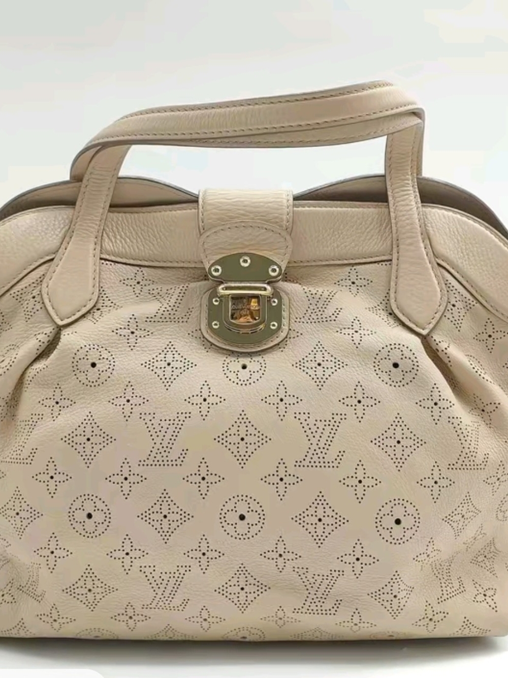 LV Mahina Beige Monogram Perforated Satchel